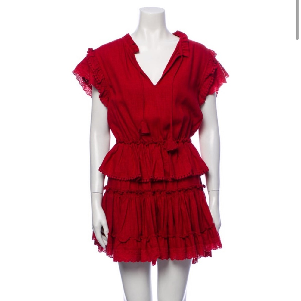 MISA Lilian Dress Red Linen Blend XS